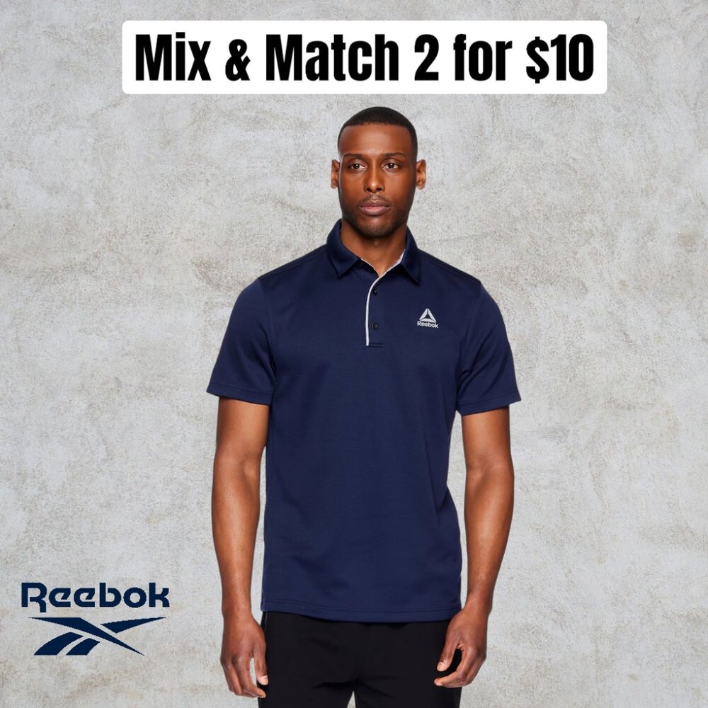 Reebok Mens Big & Tall Ace Performance Navy Blue Polo Shirt